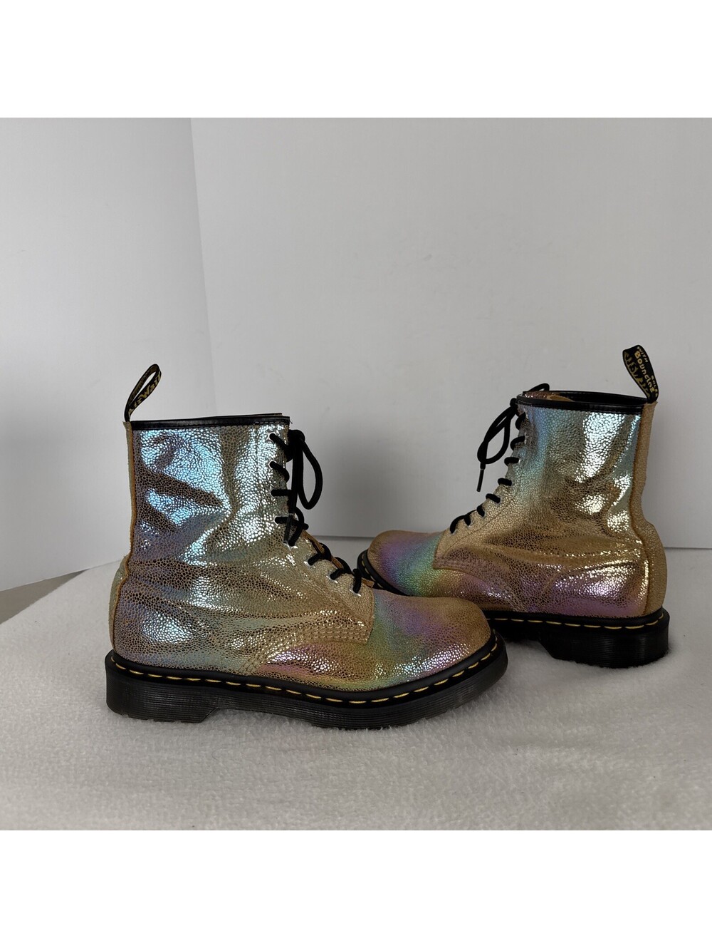 Dr. Martens 1460 Women’s Iridescent Metallic Leather Lace-Up Ankle Boots 9 - Picture 2 of 7